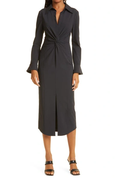 Cinq À Sept Mckenna Collared Midi Dress In Black