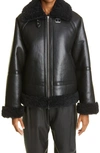 STAND STUDIO RIND FAUX LEATHER & FAUX SHEARLING JACKET,61490-9590