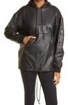 NICOLE MILLER LEATHER HOODED PULLOVER,CJ19406