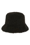 Lack Of Color Womens Black Teddy Faux-shearling Bucket Hat S/m