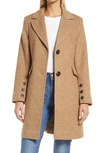 Sam Edelman Mini Herringbone Notch Collar Wool Blend Coat In Maple