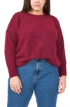 Vince Camuto Center Seam Crewneck Sweater In Burgundy