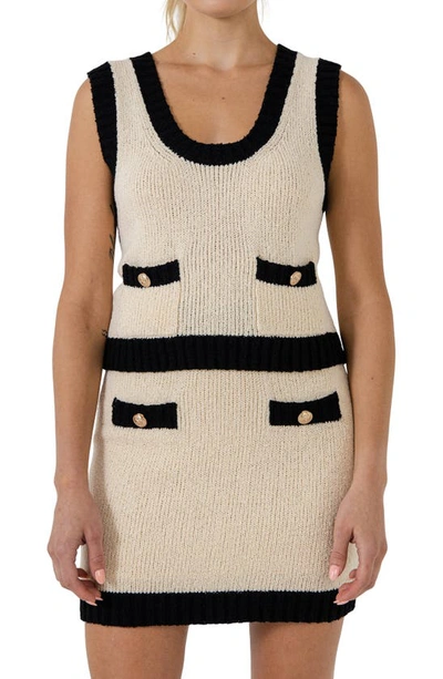 Endless Rose Sleeveless Crop Sweater In Cream