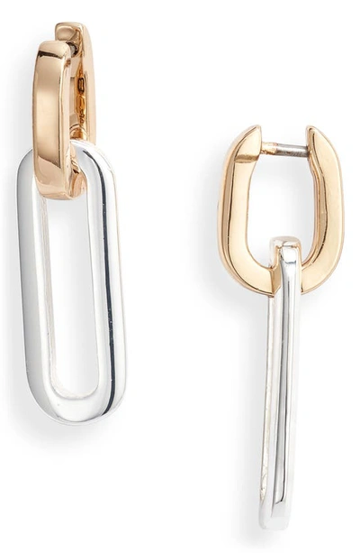 Jenny Bird Teenie Detachable Link Drop Huggie Hoop Earrings In Two-tone