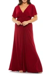 MAC DUGGAL GRECIAN CAPE SLEEVE JERSEY GOWN,67916