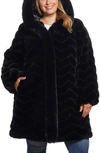 Gallery Hooded Faux Fur Jacket In Black