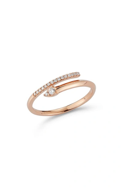 Dana Rebecca Designs Reese Brooklyn Knife Edge Bypass Ring In Rose Gold