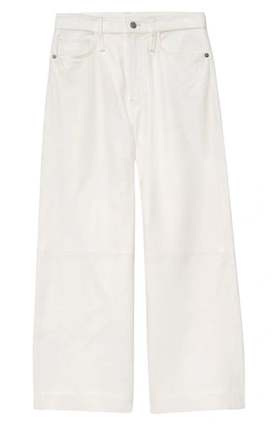 Frame High Waist Crop Wide Leg Leather Pants In Blanc