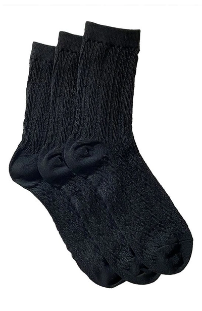 Stems Assorted 3-pack Woven Texture Crew Socks In Black