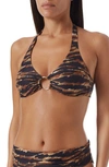 Melissa Odabash Brussels Tiger-print Halterneck Bikini Top In Safari