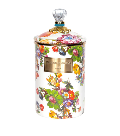 Mackenzie-childs Large Floral Market Canister In White