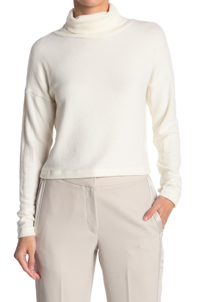 Renee C Cowl Neck Brushed Knit Crop Pullover In Ivory