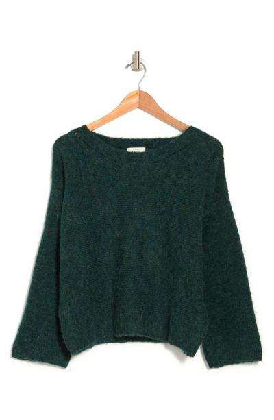 Frnch Open Stitch Knit Sweater In Green