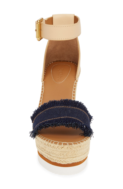 See By Chloé ́ 'glyn' Espadrille Wedge Sandal In Denim Blue