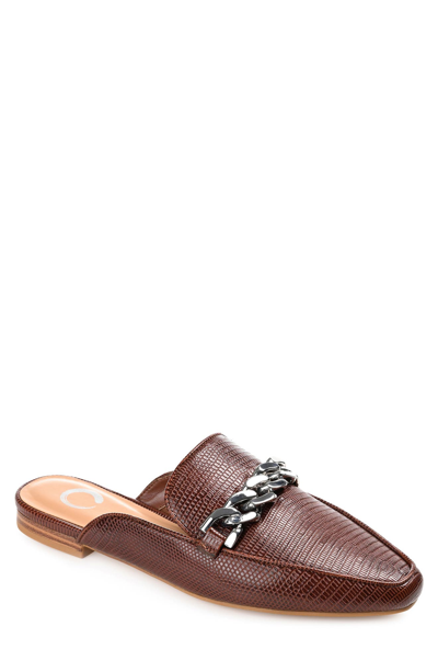 Journee Collection Hazina Embossed Lizard Tru Comfort Foam Mule In Brown