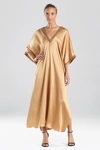 Josie Natori Natori Key Essentials Embellished Cocoon Silk Caftan Dress In Brass