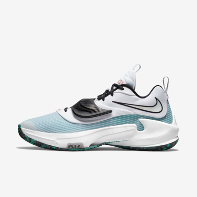 Nike Zoom Freak 3 Basketball Shoes In White,clear Emerald,total Orange,black