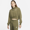 Nike Sportswear Essentials Women's Fleece Hoodie In Medium Olive,white