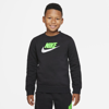 Nike Sportswear Club Fleece Big Kids' Crew In Black,green Strike