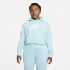 Nike Sportswear Club Big Kids' French Terry Cropped Hoodie (extended Size) In Blue