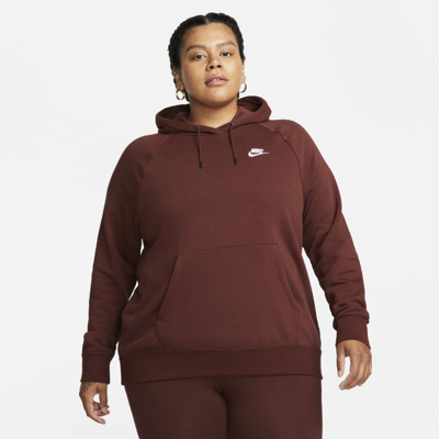 Nike Sportswear Essential Women's Fleece Pullover Hoodie In Bronze Eclipse,white