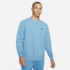 Nike Sportswear Men's Classic Fleece Crew In Dutch Blue,brigade Blue