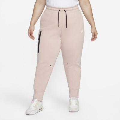 Nike Women's  Sportswear Tech Fleece Pants (plus Size) In Pink Oxford,white