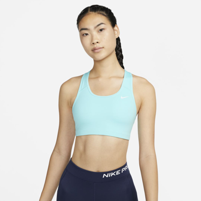 Nike Dri-fit Swoosh Women's Medium-support Non-padded Sports Bra In Copa,white