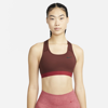 Nike Dri-fit Swoosh Women's Medium-support Non-padded Sports Bra In Bronze Eclipse,pomegranate,black