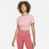 Nike Women's Dri-fit One Luxe Twist Cropped Short-sleeve Top In Pink