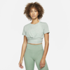 Nike Dri-fit One Luxe Women's Twist Standard Fit Short-sleeve Top In Jade Smoke,heather,reflect Silver
