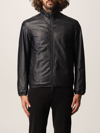 Emporio Armani Biker Jacket In Lambskin In Navy