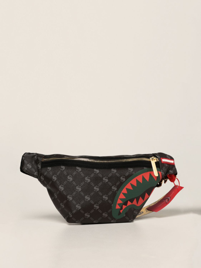 Sprayground Belt Bag In Vegan Leather With Shark Mouth In Black