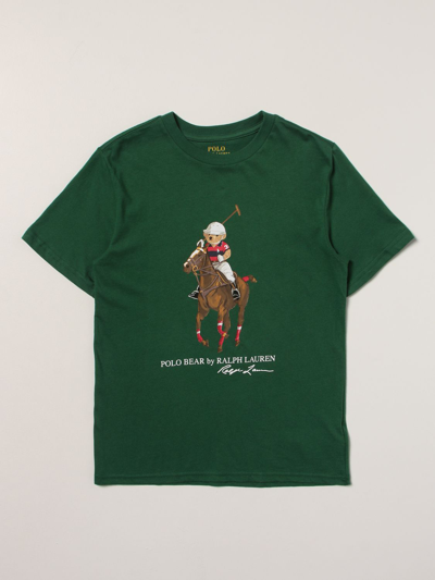 Polo Ralph Lauren Kids' Tshirt With Teddy Logo In Green