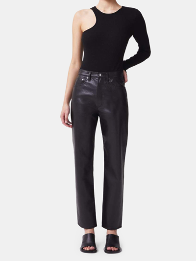 Agolde Recycled Leather 90's Pinch Waist Pants In Black Patent In Detox