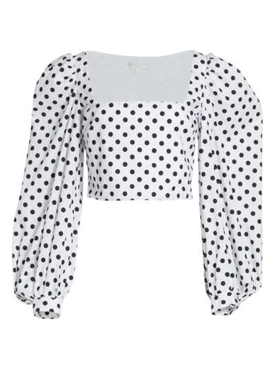 Caroline Constas Elliot Cropped Polka-dot Cotton-blend Poplin Blouse In Black,white