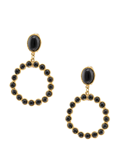 Sylvia Toledano Women's Happy 22k-gold-plated & Onyx Clip-on Drop Earrings In Black