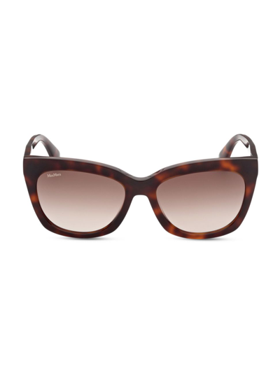Max Mara 55mm Square Sunglasses In Dark Havana / Gradient Brown