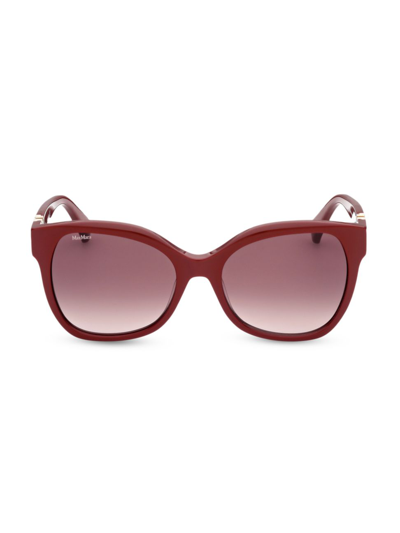 Max Mara 56mm Butterfly Sunglasses In Shiny Red / Gradient Brown