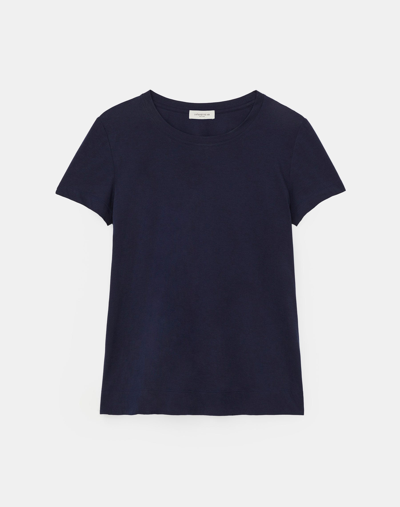 Lafayette 148 Cotton Jersey Modern Tee In Blue