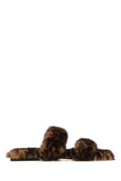 Saint Laurent Printed Fur Slippers  Animalprint  Donna 40