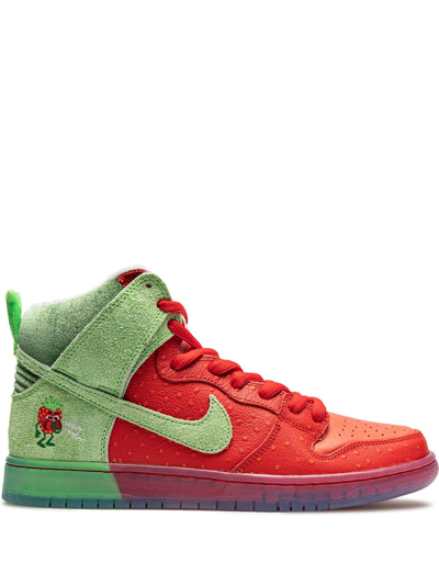 Nike Sb Dunk High Strawberry Cough Trainers In Red