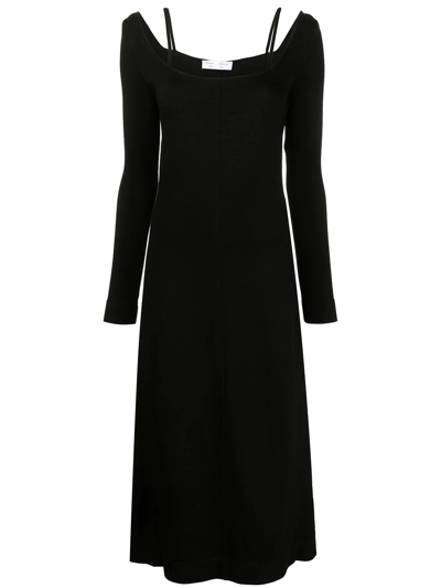 Proenza Schouler White Label Compact Jersey Square-neck Dress In Black
