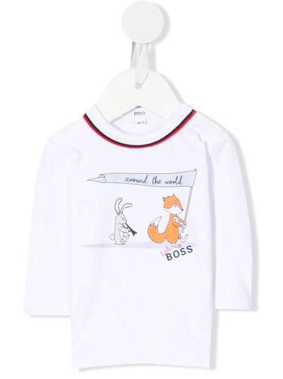 Bosswear Babies' Sketch-print Organic-cotton T-shirt In White