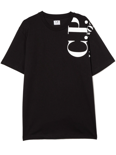 C.p. Company Teen Logo-print Cotton T-shirt In Black