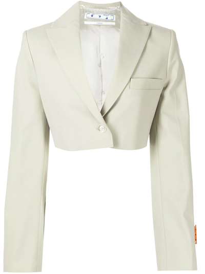 Off-white Single-breasted Cropped Blazer In Grey