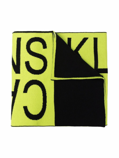 Calvin Klein Kids' Logo Lettering Scarf In Green