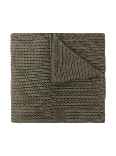 Calvin Klein Kids' Ribbed-knit Logo Patch Scarf In Green