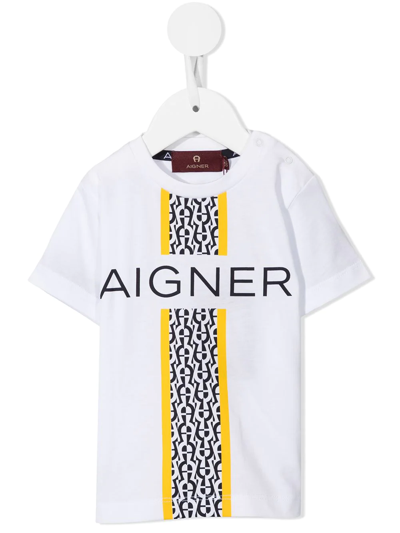 Aigner Babies' Logo印花短袖t恤 In White