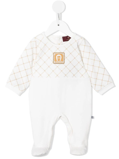 Aigner Babies' Logo-patch Cotton Pyjamas In Gold
